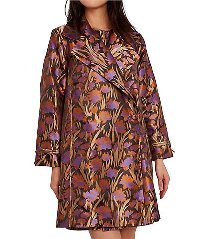 Abbey Glass Marisol One Button Asymmetrical Jacquard Floral Jacket