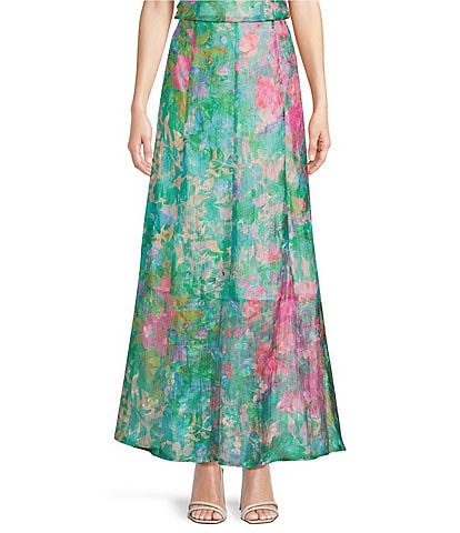 Abbey Glass Rose A-Line Coordinating Maxi Skirt