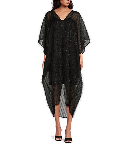 Abbey Glass Rosemary Chiffon V Neck Caftan Dress