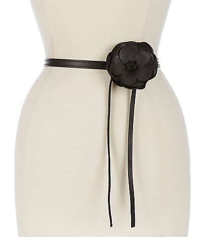 ADA .86" Flower Tie Leather Belt