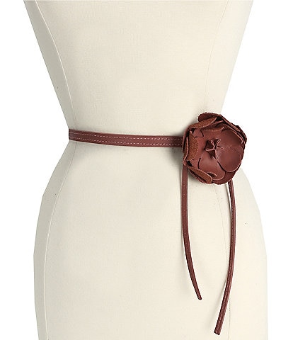 ADA 1.5" Flower Tie Leather Belt