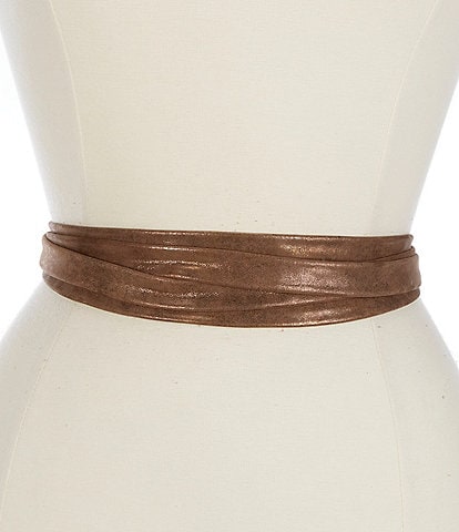 ADA 2" Midi Bronze Leather Wrap Belt