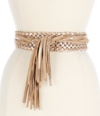 ADA 2#double; Zoe Shimmer Braided Leather Wrap Belt