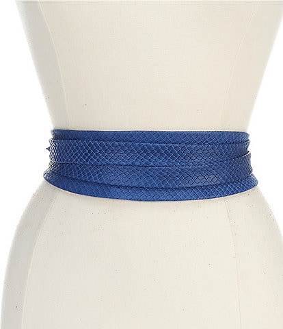 ADA 3#double; Classic Python Print Leather Wrap Belt