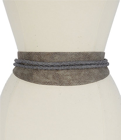 ADA 3#double; Lucky Braided Textured Leather Wrap Belt