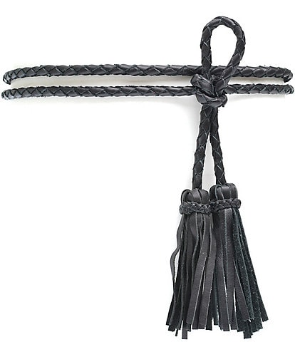 ADA Fringe Soga Leather Braided Tassel Wrap Belt