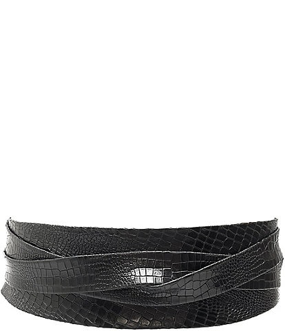 ADA Classic Crocodile-Embossed Leather Classic Wrap Belt