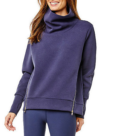 Addison Bay Everyday Mock Neck Zip Hem Pullover