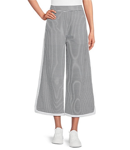 Addison Bay Lennon Stripe Print Wide Leg Coordinating Pull-On Crop Pants