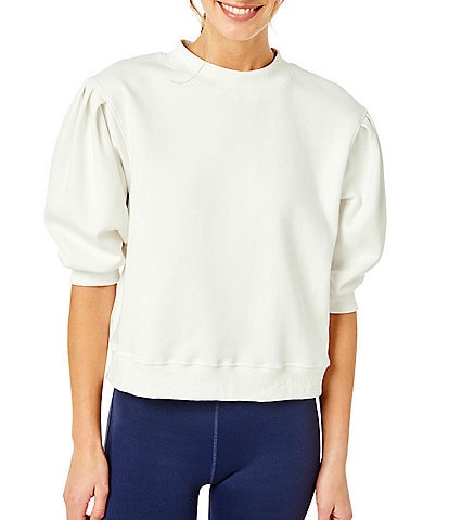 Addison Bay Short Puff Sleeve Cedar Pullover Sweatshirt Top