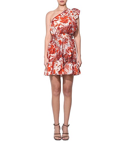 Adelyn Rae Gianna One Shoulder Printed Mini Dress