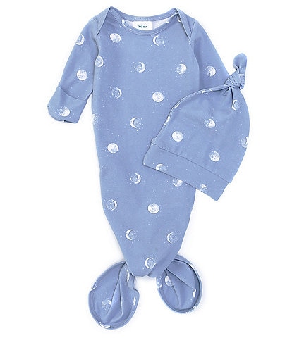 Aden + Anais Baby Newborn-3 Months Long-Sleeve Blue Moon Gown & Hat Set