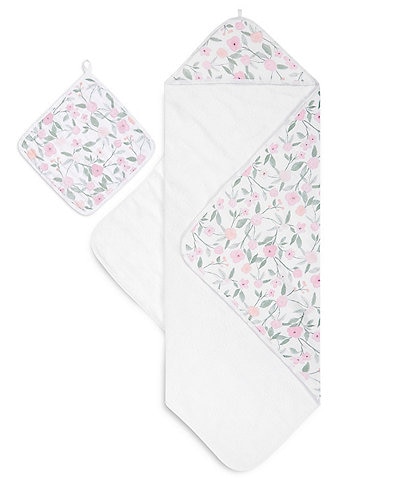 Aden + Anais Baby Girls Ma Fleur Floral Print Hooded Towel & Washcloth Set