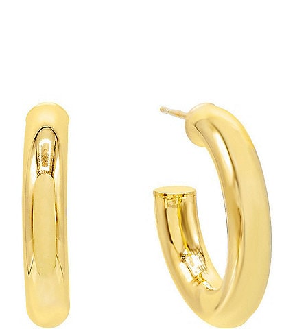 By Adina Eden Small Gold Filled Thick Hollow Hoop Earrings