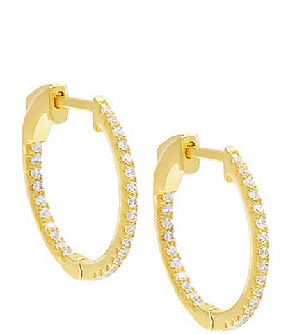 By Adina Eden Small Sterling Silver Pave Round Hoop Earrings