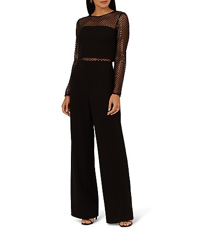 Adrianna by Adrianna Papell Crepe Knit Wide Leg Sequin Panel Jumpsuit
