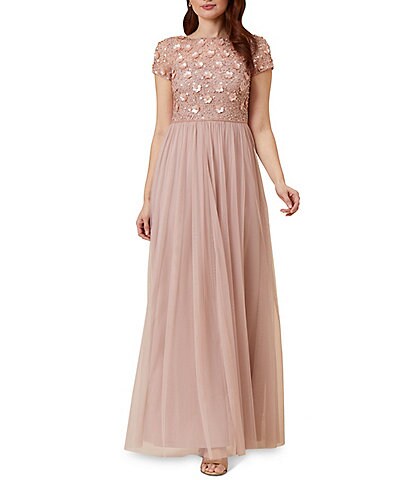 Adrianna Papell Sequin Lace V-Neck Sleeveless Gown | Dillard's