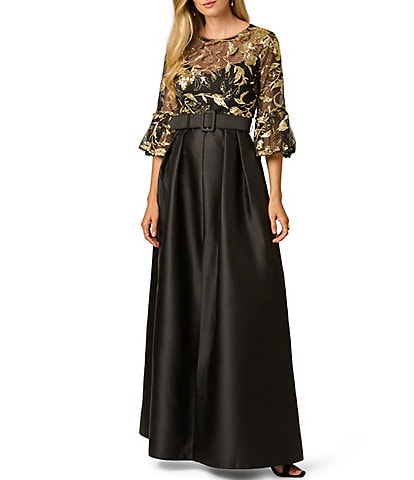 Adrianna Papell Embroidered Illusion Gown