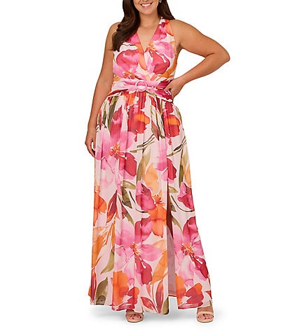Adrianna Papell Plus Size Floral Chiffon Maxi Dress