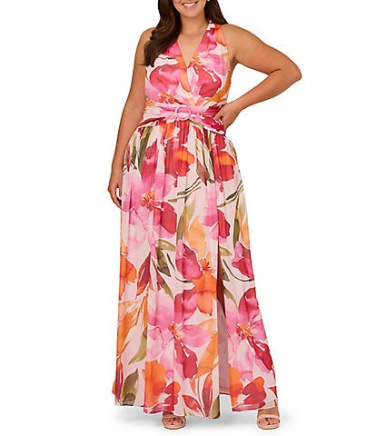Adrianna Papell Plus Size Floral Chiffon Maxi Dress