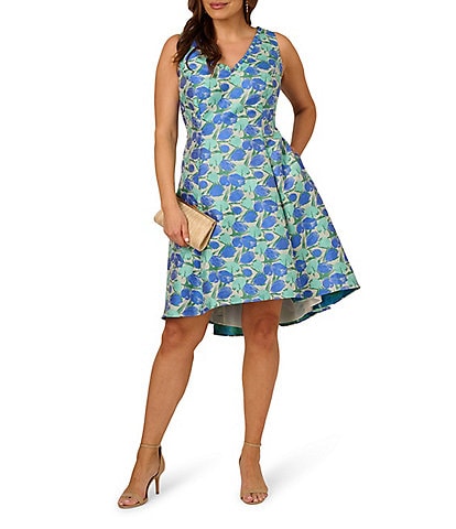 Adrianna Papell Plus Size Floral Jacquard Dress