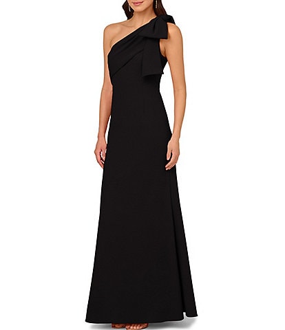 Adrianna Papell Stretch Crepe Bow One Shoulder Mermaid Gown