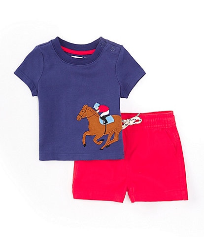 Adventurewear 360 Baby Boy 3-24 Months Round Neck Short Sleeve Horse Print Top & Shorts Set