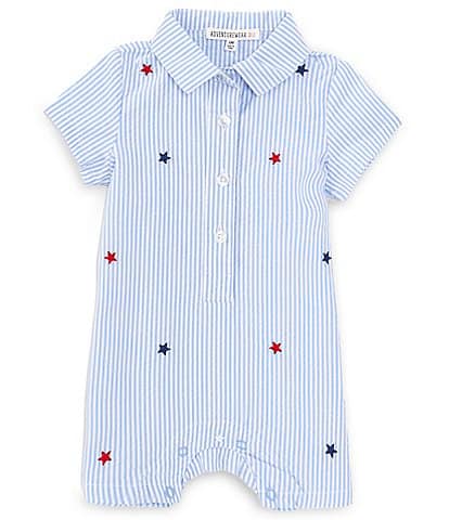 Adventurewear 360 Baby Boys 3-24 Months Collar Button Front Star Print Shortall