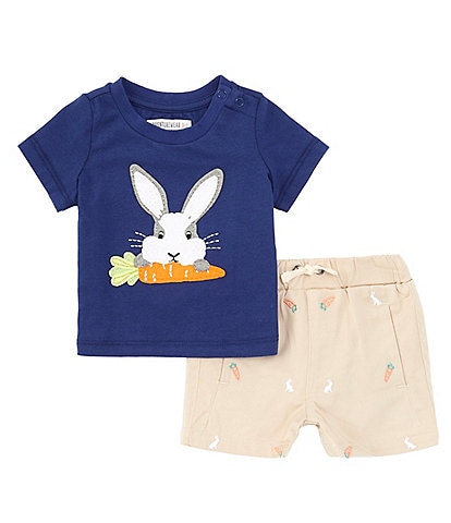 Adventurewear 360 Baby Boys 3-24 Months Round Neck Short Sleeve Bunny Short Set