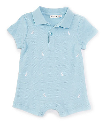 Adventurewear 360 Baby Boys 3-24 Months Short Sleeve Embroidered Bunny Romper