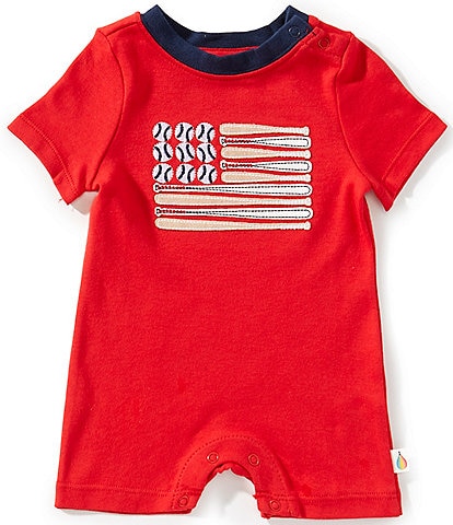 Adventurewear 360 Baby Boys Newborn- 24 Months Baseball Flag Short Sleeve Shortall