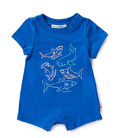 Adventurewear 360 Baby Boys Newborn-12 Months Round Neck Short Sleeve Sea Creature Romper