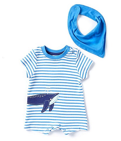 Adventurewear 360 Baby Boys Newborn-12 Months Round Neck Short Sleeve Whale Romper