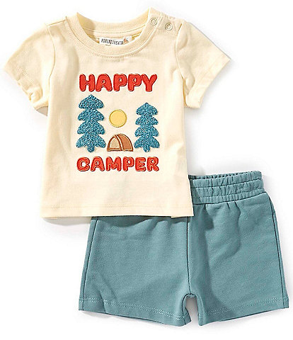 Adventurewear 360 Baby Boys Newborn-24 Month Happy Camper Short Sleeve T-Shirt & Short Set