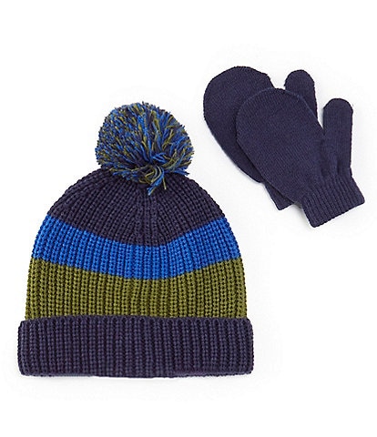 Adventurewear 360 Baby Boys Pull-On Stripe Beanie and Gloves Set