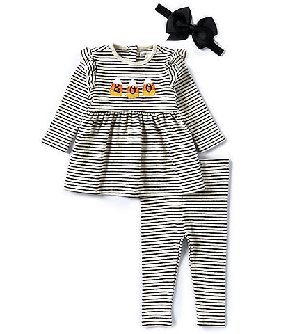 Adventurewear 360 Baby Girls 3-24 Months Long Sleeve Candy Corn BOO Tunic Stripe Top & Leggings Set