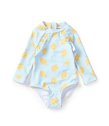 Adventurewear 360 Baby Girls 3-24 Months Long Sleeve Round Neck Lemon Rashguard Swimsuit