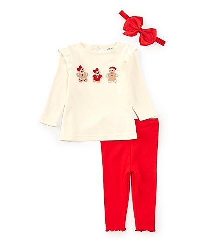 Adventurewear 360 Baby Girls 3-24 Months Long Sleeve Ruffle Gingerbread Top & Leggings Set