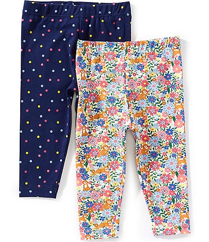 Adventurewear 360 Baby Girls 3-24 Months Pull-On Polka Dot & Floral Dog Leggings 2-Pack Set