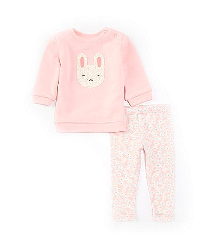 Adventurewear 360 Baby Girls 3-24 Months Round Neck Long Sleeve Knit Bunny Applique Sweater Set