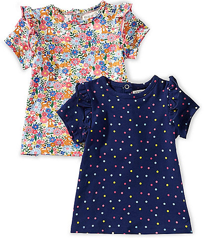 Adventurewear 360 Baby Girls 3-24 Months Ruffle Short Sleeve T-Shirt 2-Pack Set