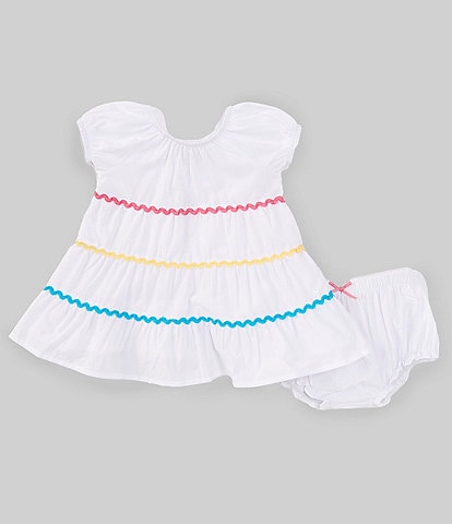 Adventurewear 360 Baby Girls 3-24 Months Scoop Neck Short Sleeve Ricrac Tiered Dress