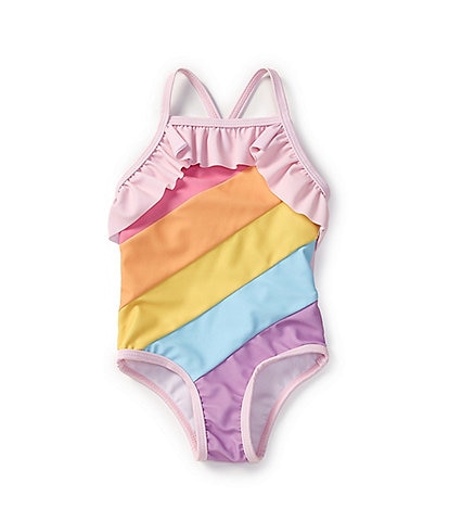 Adventurewear 360 Baby Girls 3-24 Months Square Neck Rainbow One-Piece Swimsuit