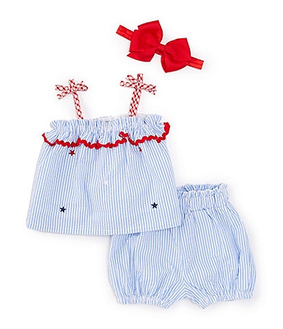Adventurewear 360 Baby Girls 3-24 Months Square Neck Tie Sleeve Star Short Set