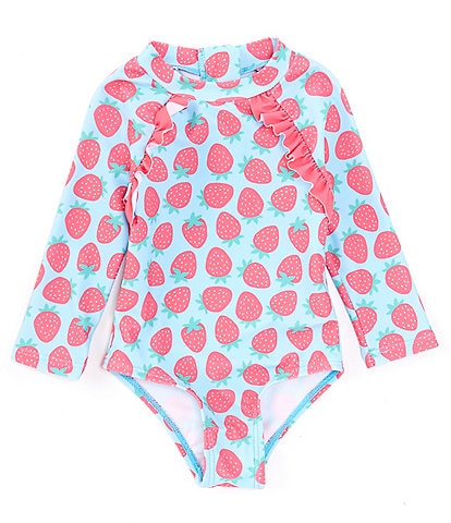 Adventurewear 360 Baby Girls 3-24 Months Strawberry Long Sleeve Rashgaurd 1-Piece SwimSuit