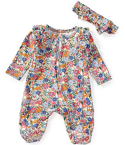 Adventurewear 360 Baby Girls Premie-9 Months Floral Dog Footed Coverall