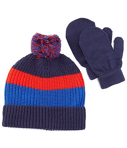 Adventurewear 360 Little Boys Striped Hat & Mitten Set