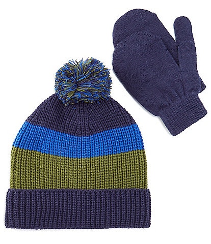 Adventurewear 360 Boys Striped Hat & Mitten Set