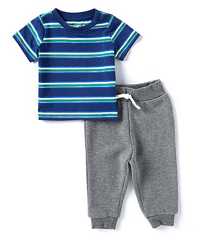 Adventurewear 360 Infant Boys 3-24 Months Round Neckline Short Sleeve Stripe T-Shirt & Pant Set