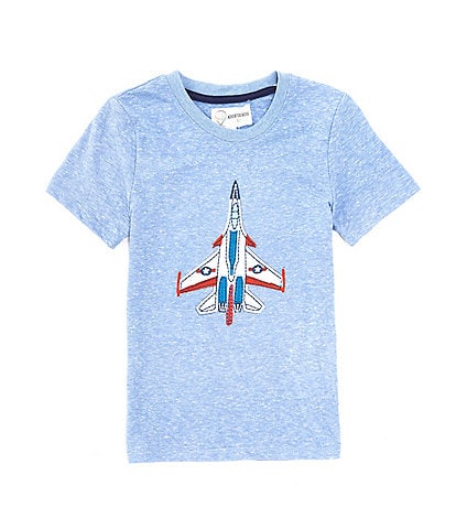 Adventurewear 360 Little Boys 2T-6 Short Sleeve Fighter Jet Applique Heathered T-Shirt